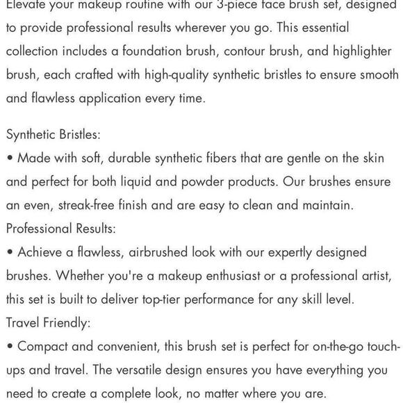 BYOD 3-PIECE FACE BRUSH SET: FOUNDATION, CONTOUR, AND HIGHLIGHTER BRUSH Set NEW‎ - Picture 3 of 4